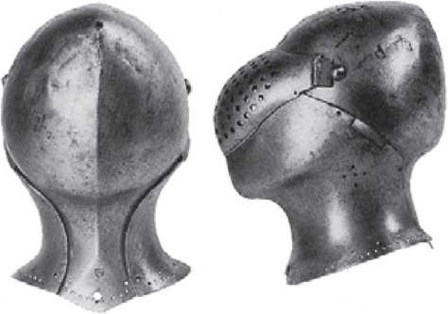 Армэ. Германия. 1440-е гг. Берлинский Цейхгауз. Конфигурация шлема с ярко выраженным затылком и подбородком является характерной германской чертой второй четверти XV в.