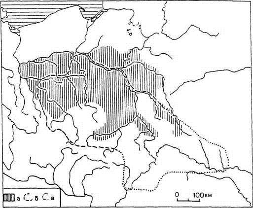 Карта распространения пшеворской культуры по К. Годлевскому