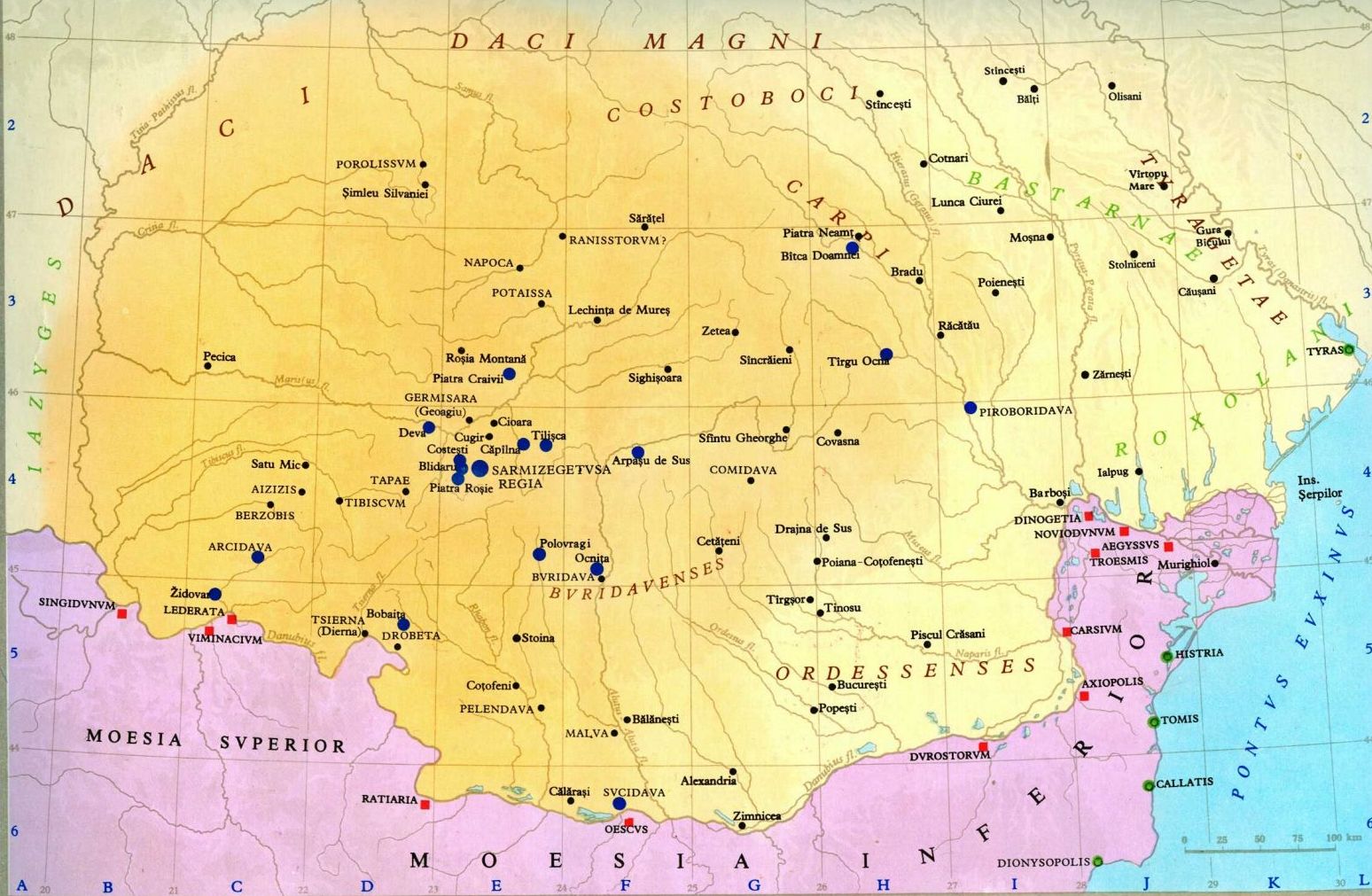 Карта Дакии времён Страбона