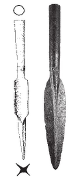Втоки копья из Вергины Фессалоники, Археологический музей. Прорисовка по П. Коннолли