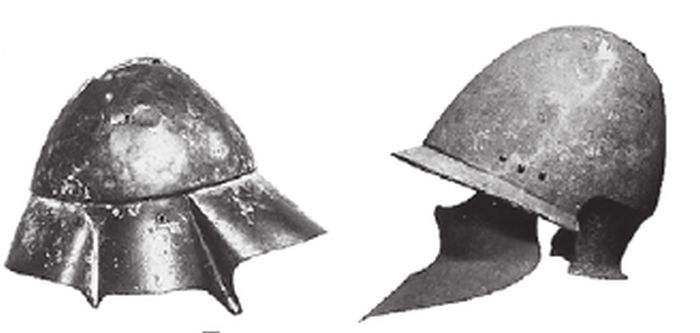 Беотийский и фракийский шлемы. Бронза