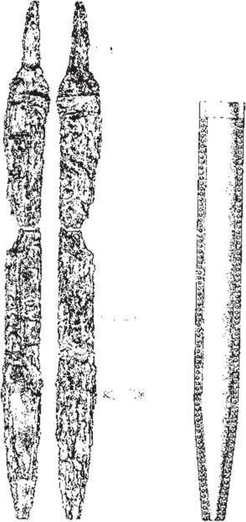 Железный меч и реставрированные ножны из Эс-Сумаа. По Х. Г. Хорну и К. Б. Рюгеру