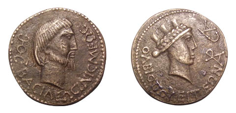 Статеры царя Фарзоя и денарии Ининсмея. Ольвия, 1 век нашей эры