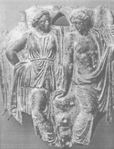 Рис. 66. Эрот и Психея. Фрагмент гидрии IV в. до н.э. Амис