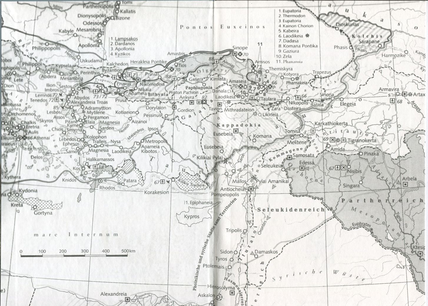 Туринская Папирусная карта. Вифиния и понт. Карта политмайн аврелий