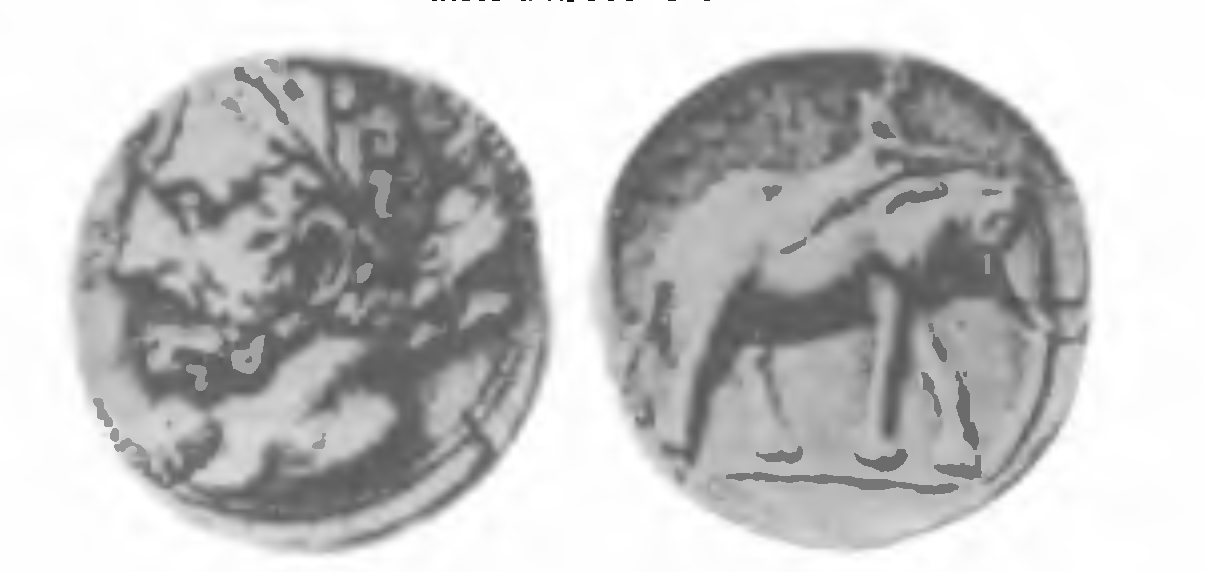 Рис. 7.  Монета с портретом Гамилькара. Аверс и реверс