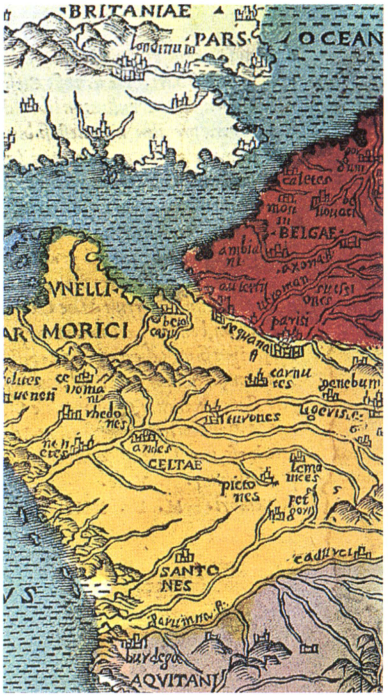Карта Галлии из Записок Юлия Цезаря (издание 1513г.).