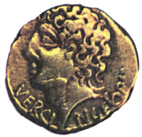 Монета с изображением профиля Веркингеторига.