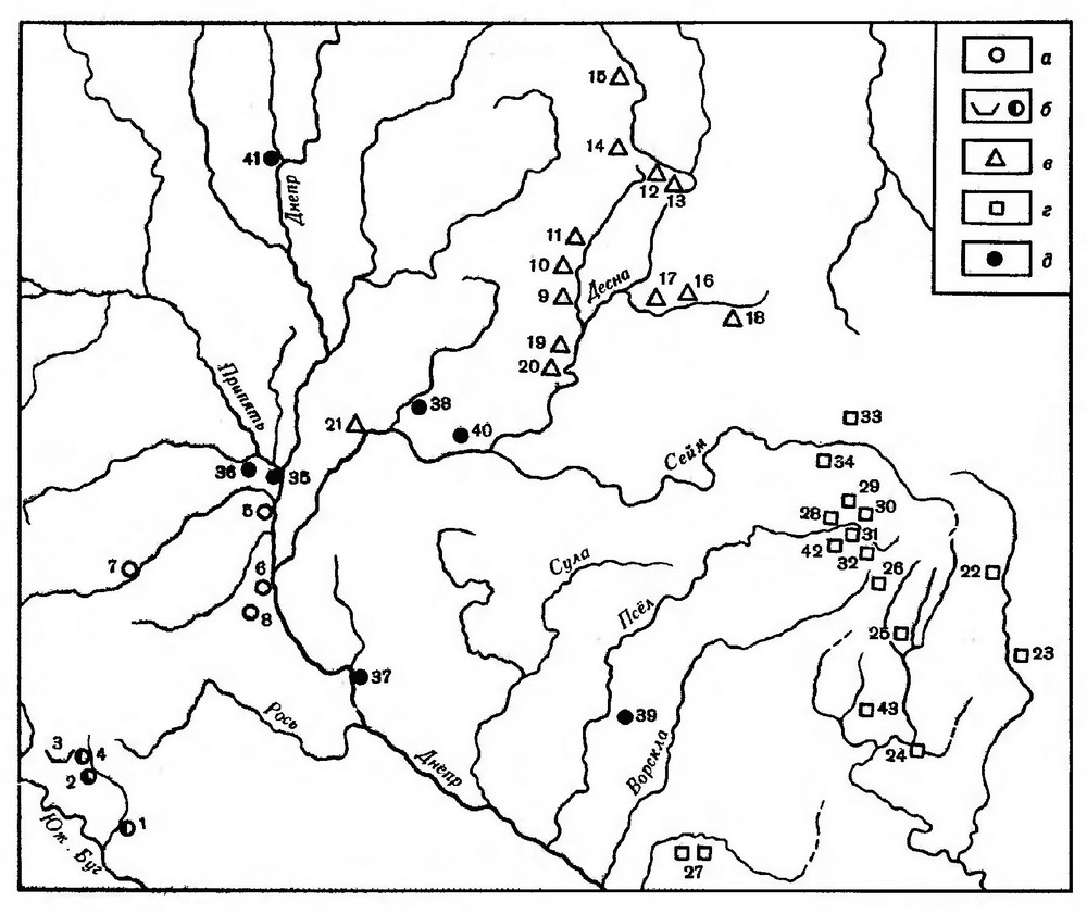 Карта 10. Распространение позднезарубинецких памятников
