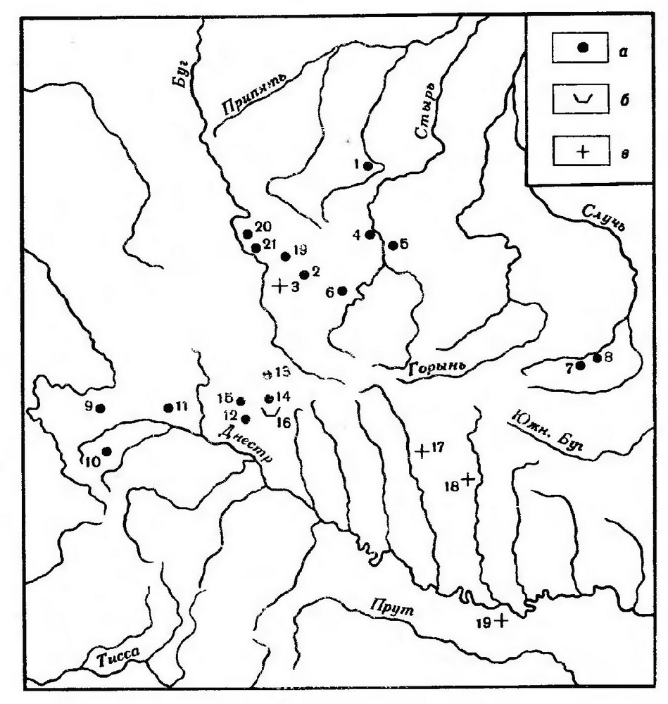 Карта 12. Распространение памятников пшеворской культуры в I в. до н.э.-середине I в. н.э.